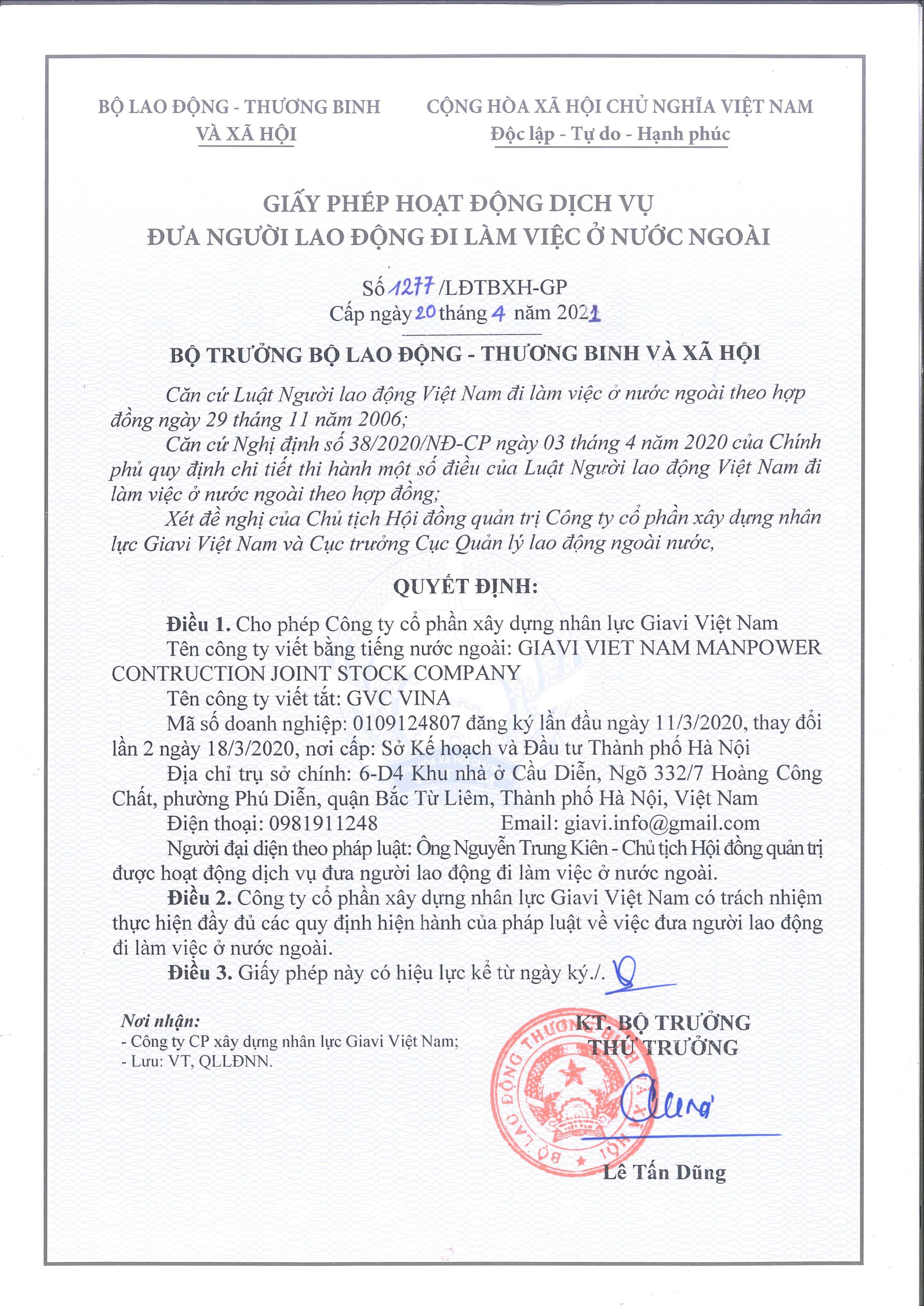 Giấy phép XKLĐ 2